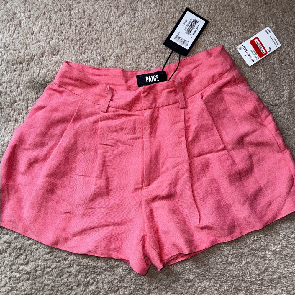 PAIGE Pink High Waist Shorts with Pleated Front
